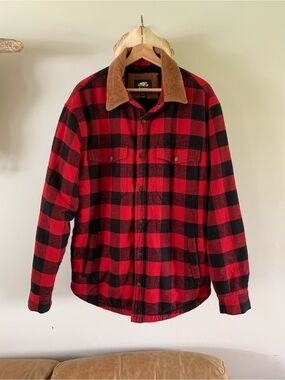 Roots Plaid Quilted Jacket with Corduroy Collar